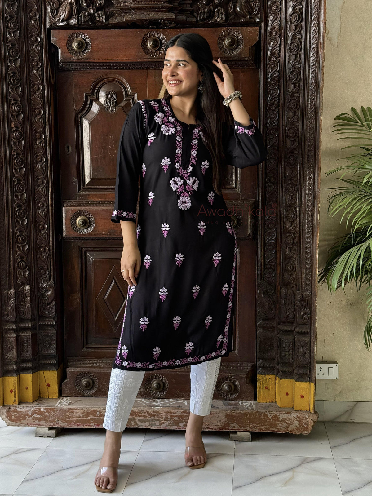 Aaira Rayon Multi Thread Kurti- Purple