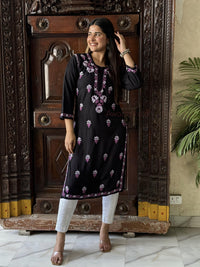 Aaira Rayon Multi Thread Kurti- Purple