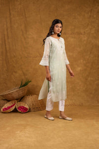 Akira Pure Mulmul Chanderi Kurti- Green