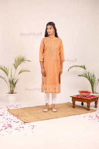 Trisha Chanderi Cotton Kurti- Rust