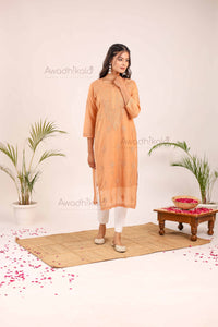 Trisha Chanderi Cotton Kurti- Rust