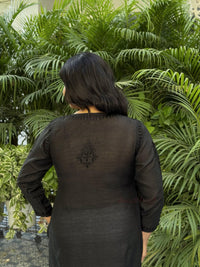 Elina Chanderi Cotton Kurti- Black