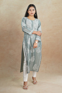 Afsana Chanderi Cotton Kurti- Grey