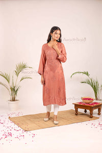 Inayat Modal Satin Kurti- Rose Gold
