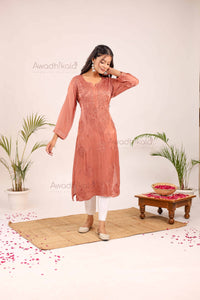Inayat Modal Satin Kurti- Rose Gold