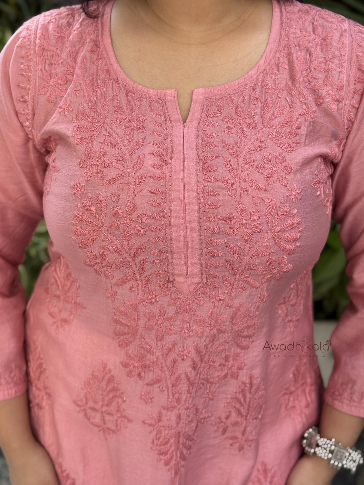 Elina Chanderi Cotton Kurti- Pink