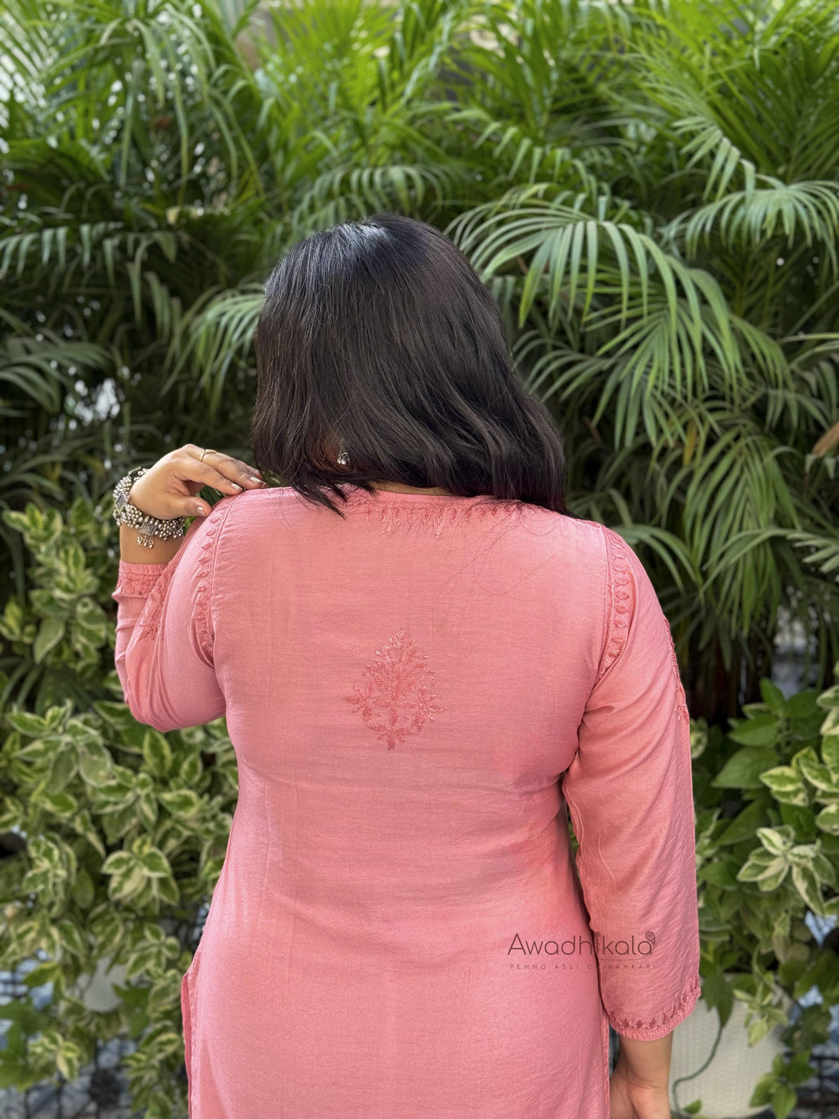 Elina Chanderi Cotton Kurti- Pink