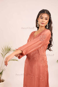 Inayat Modal Satin Kurti- Rose Gold