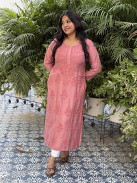 Elina Chanderi Cotton Kurti- Pink