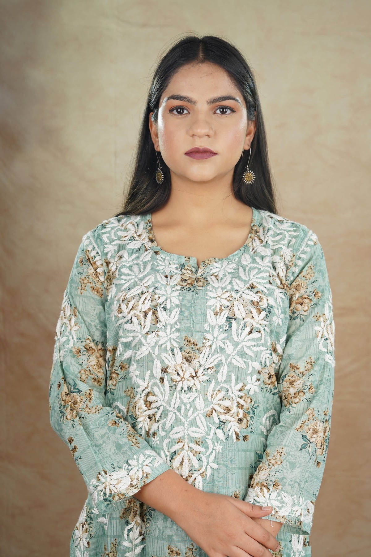 Zaira Mulcotton Printed Kurta Set- Green