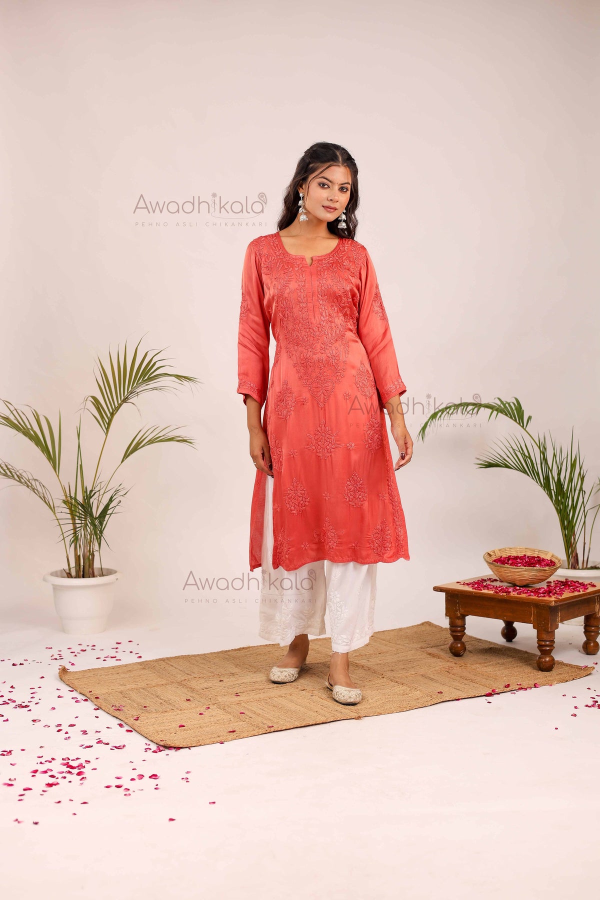 Inayat Modal Satin Kurti- Pink