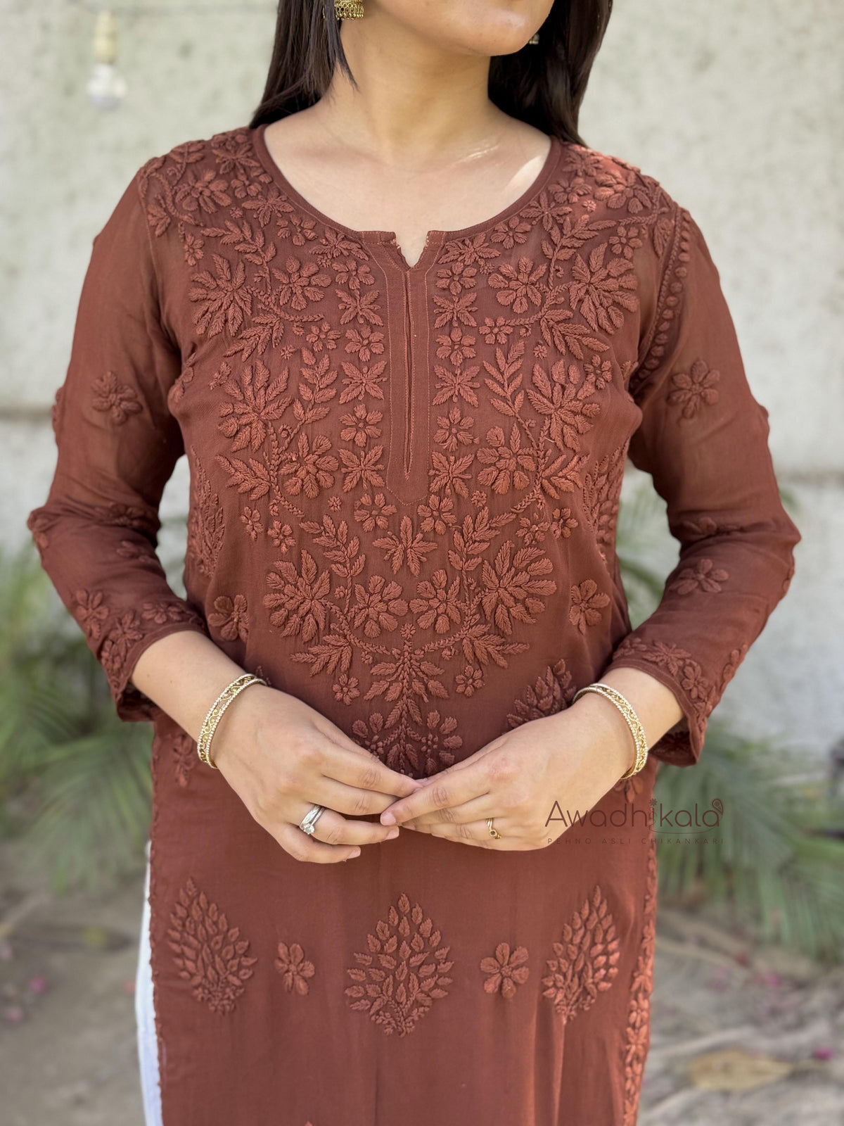 Ruhi Viscose Georgette Kurti- Brown