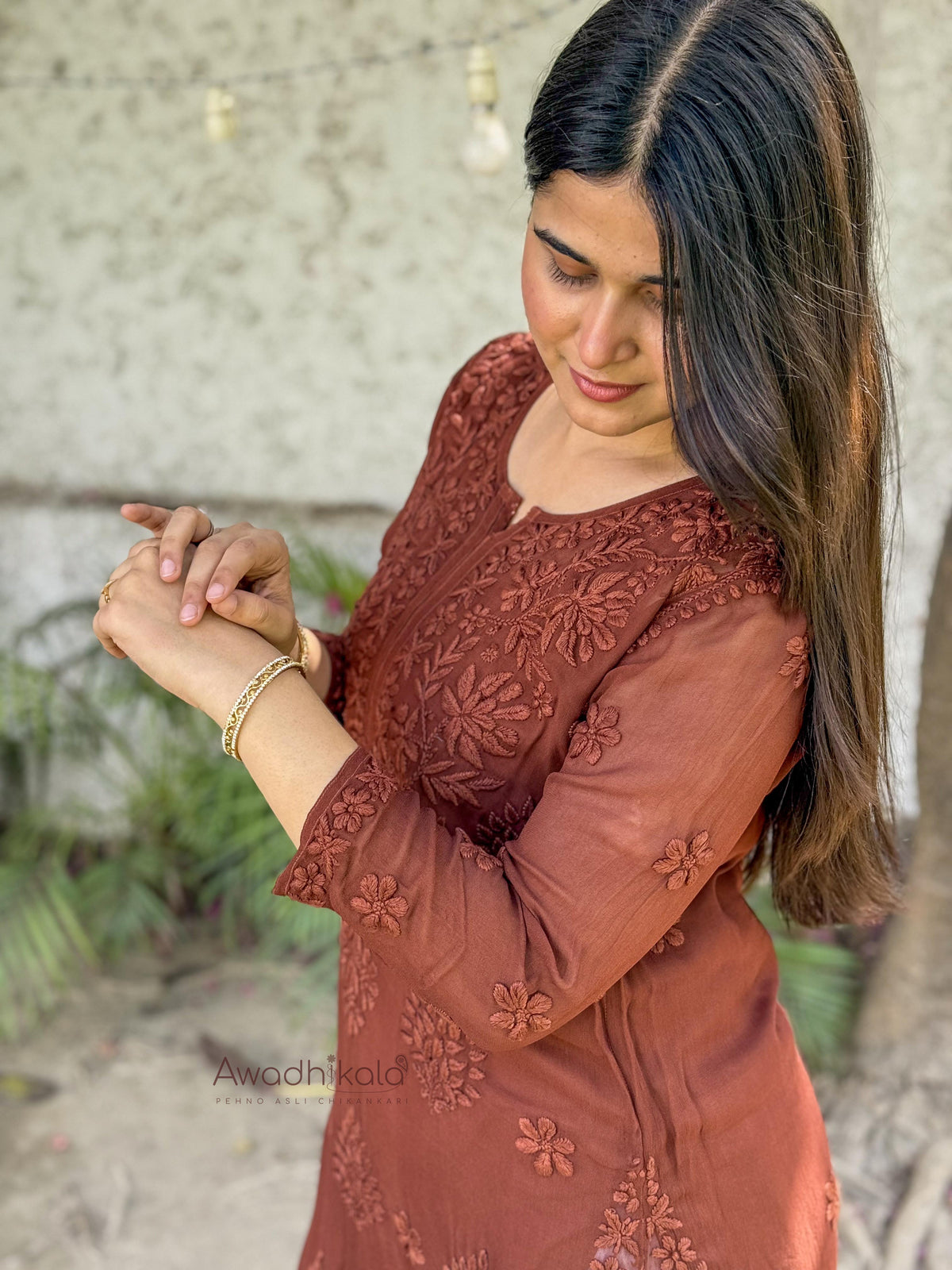 Ruhi Viscose Georgette Kurti- Brown