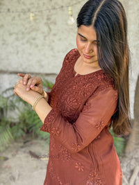 Ruhi Viscose Georgette Kurti- Brown