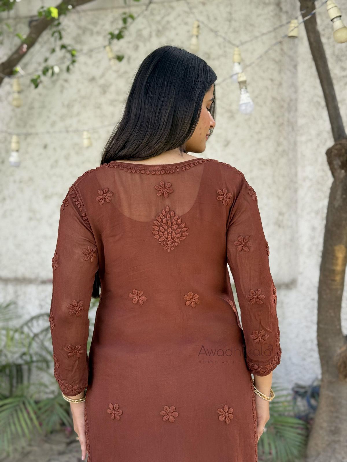 Ruhi Viscose Georgette Kurti- Brown