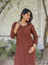 Ruhi Viscose Georgette Kurti- Brown