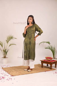 Inayat Modal Satin Kurti- Green