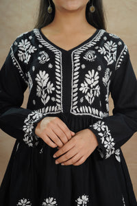 Navya Mulmul Cotton Kurta Set- Black