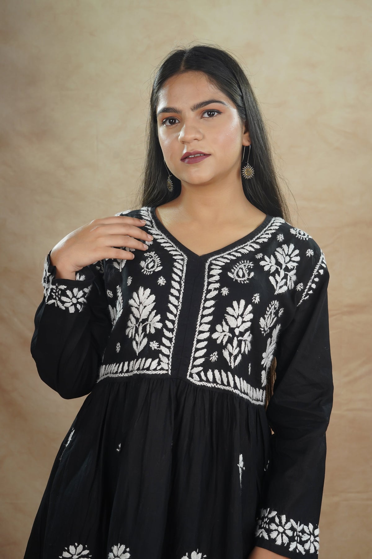 Navya Mulmul Cotton Kurta Set- Black