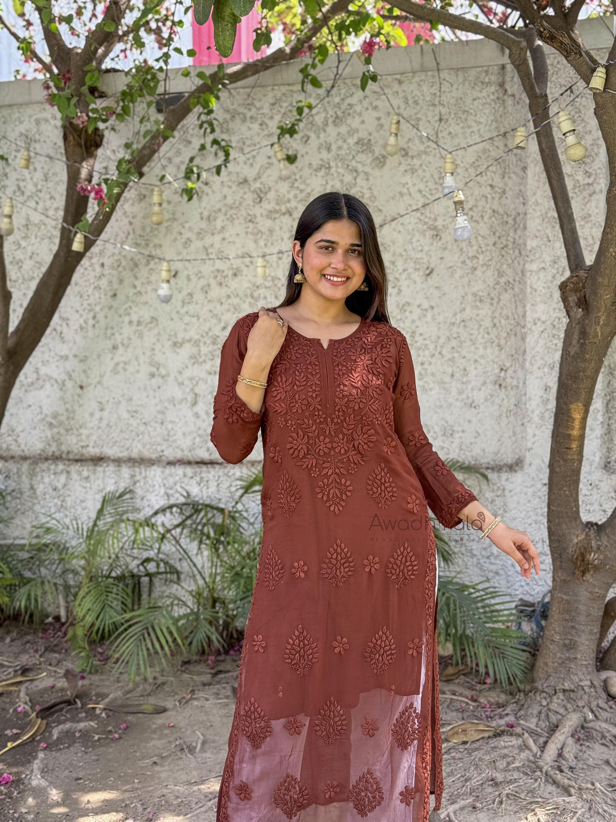 Ruhi Viscose Georgette Kurti- Brown