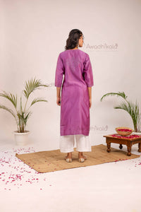 Aashi Pure Chanderi Kurti- Purple