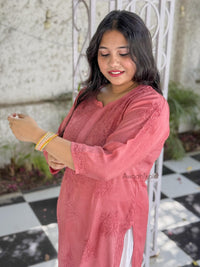 Aaliyah Pure Muslin Kurti- Pink