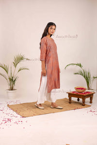 Aashi Pure Chanderi Kurti- Brown