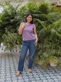 Ditya Cotton Short Top- Purple