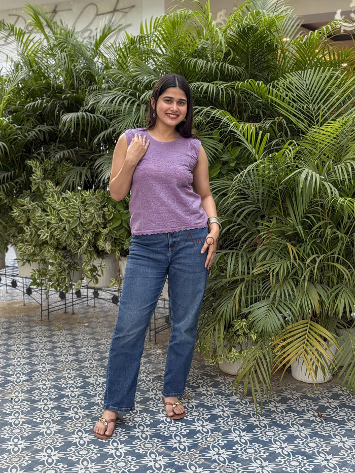 Ditya Cotton Short Top- Purple
