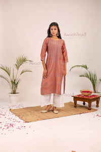 Aashi Pure Chanderi Kurti- Brown