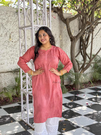 Aaliyah Pure Muslin Kurti- Pink
