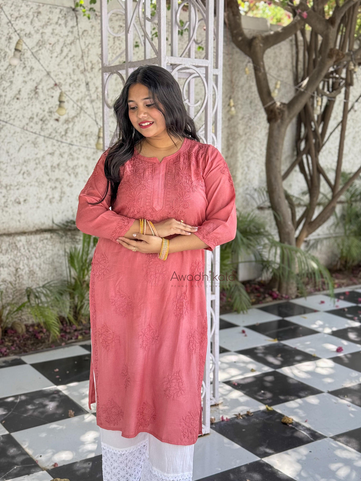 Aaliyah Pure Muslin Kurti- Pink