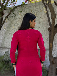 Ruhi Viscose Georgette Kurti- Hot Pink