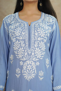 Saanvi Rayon Cotton Kurti- Blue