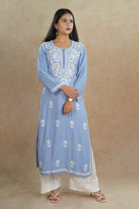 Saanvi Rayon Cotton Kurti- Blue