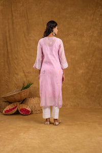 Akira Pure Mulmul Chanderi Kurti- Lavendar