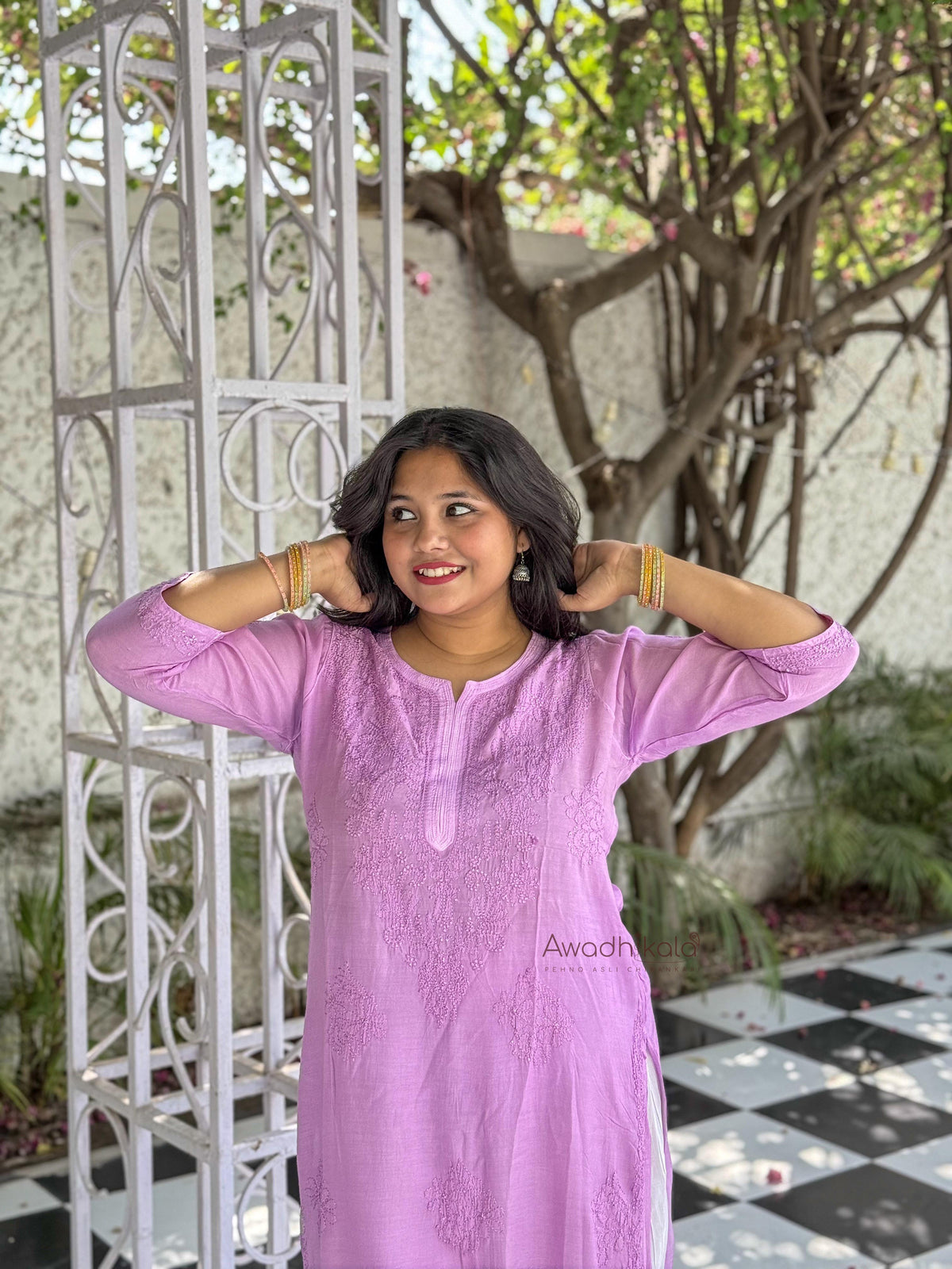 Aaliyah Pure Muslin Kurti- Lavendar