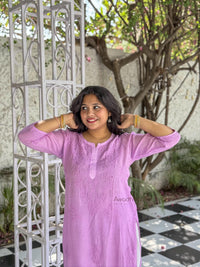 Aaliyah Pure Muslin Kurti- Lavendar