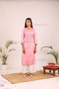 Inayat Modal Satin Kurti- Baby Pink