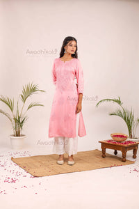 Inayat Modal Satin Kurti- Baby Pink