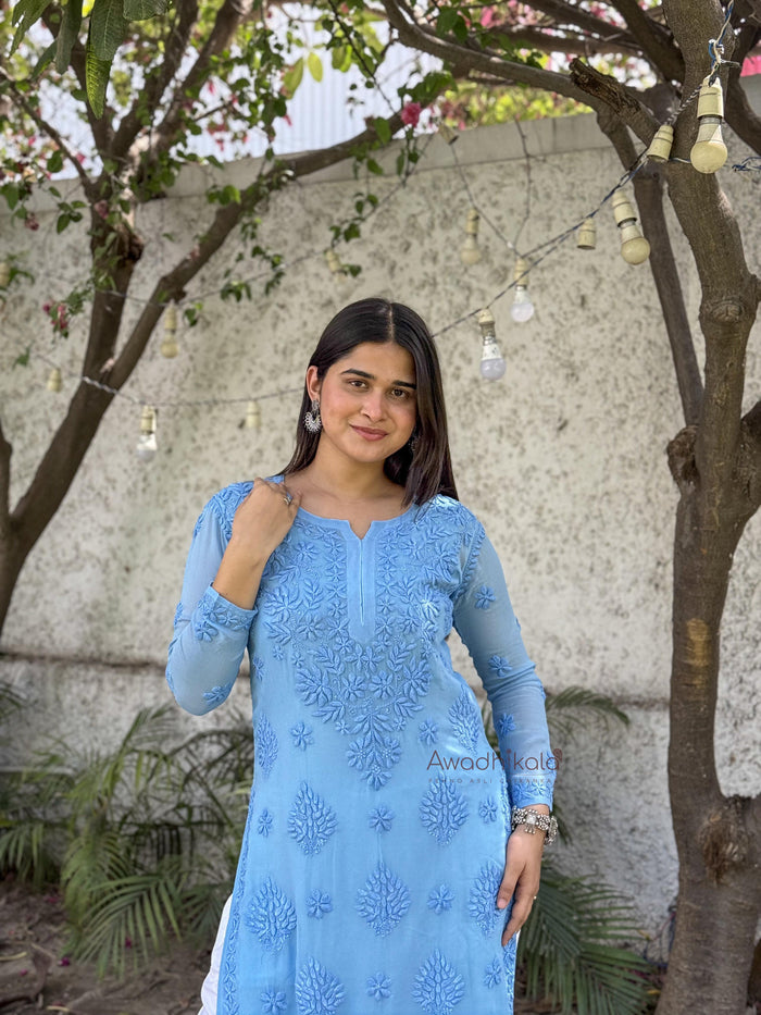 Ruhi Viscose Georgette Kurti- Blue