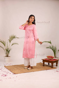 Inayat Modal Satin Kurti- Baby Pink