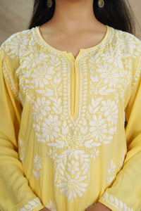 Saanvi Rayon Cotton Kurti- Yellow