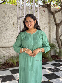 Aaliyah Pure Muslin Kurti- Green