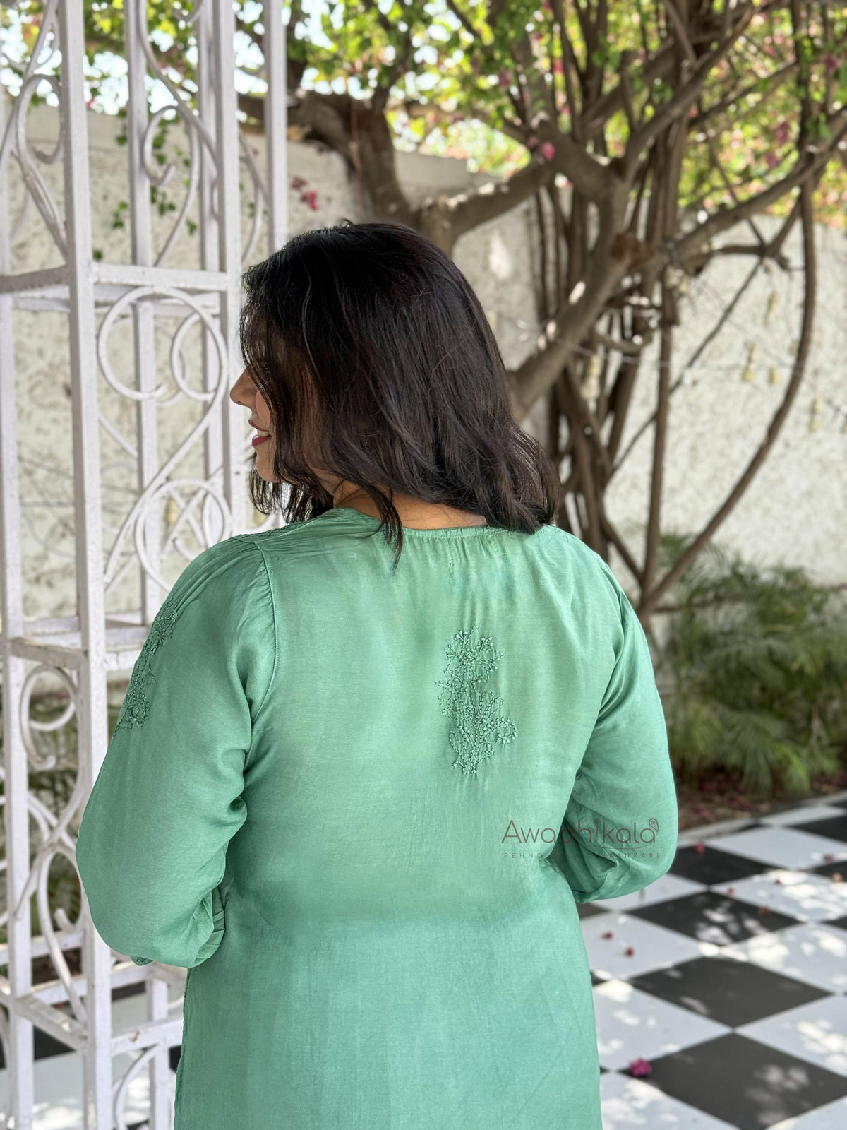 Aaliyah Pure Muslin Kurti- Green