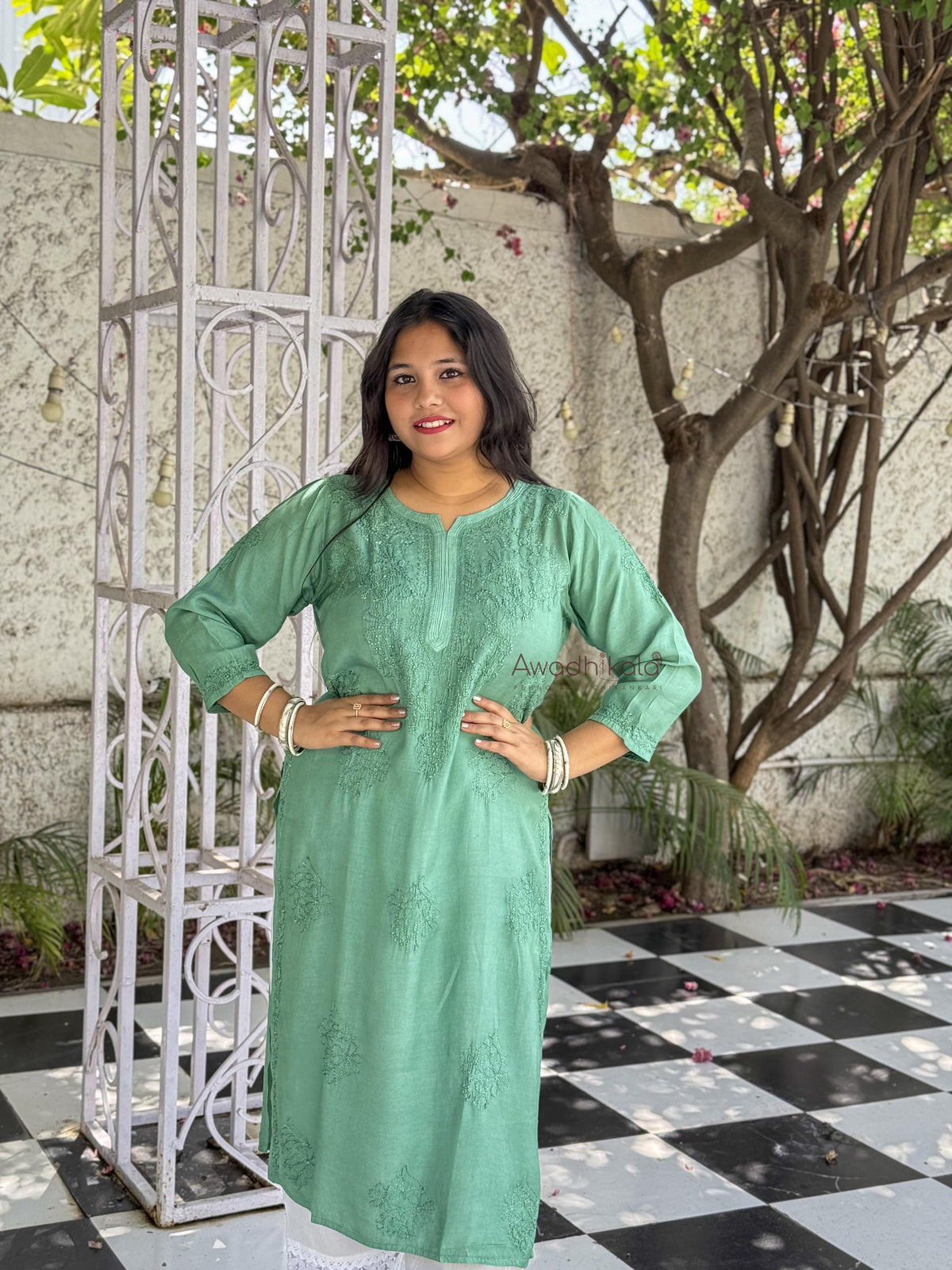 Aaliyah Pure Muslin Kurti- Green