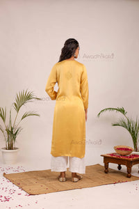 Inayat Modal Satin Kurti- Mustard