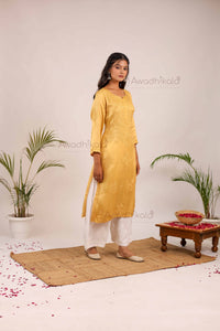Inayat Modal Satin Kurti- Mustard