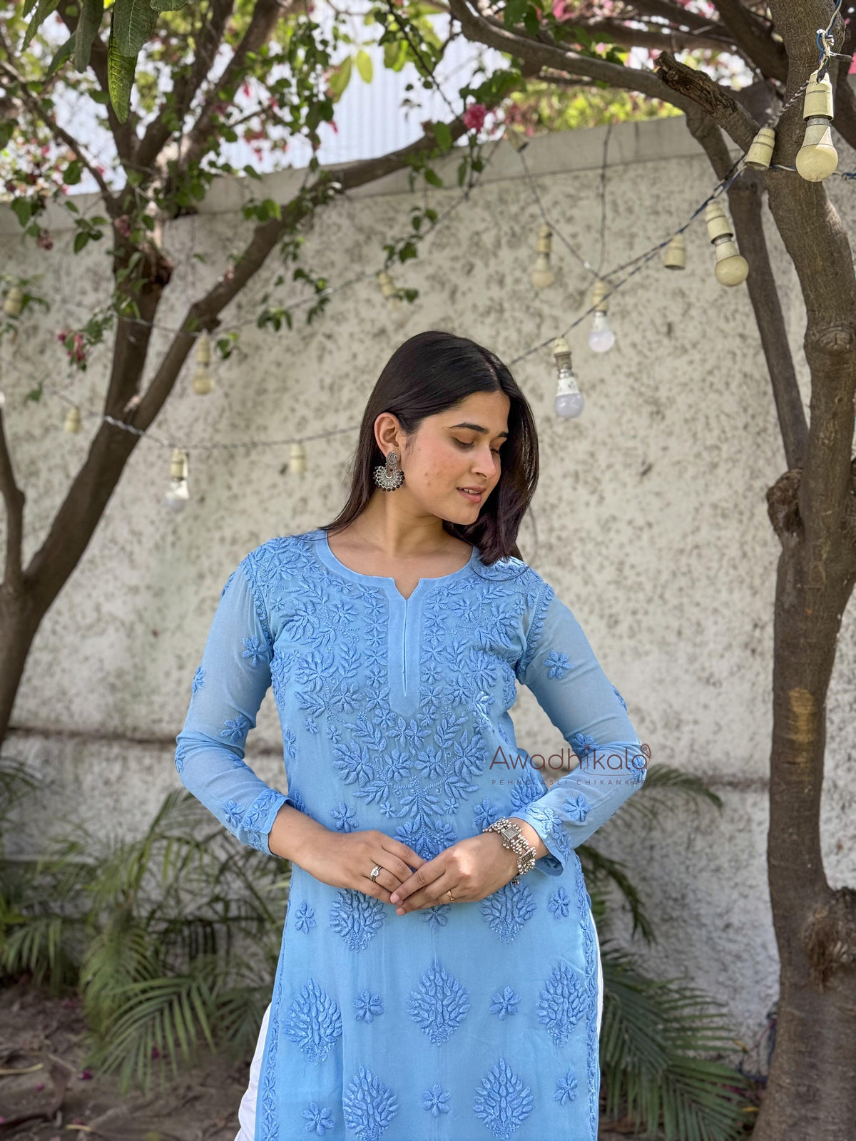 Ruhi Viscose Georgette Kurti- Blue