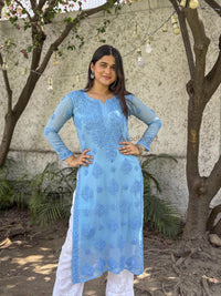 Ruhi Viscose Georgette Kurti- Blue